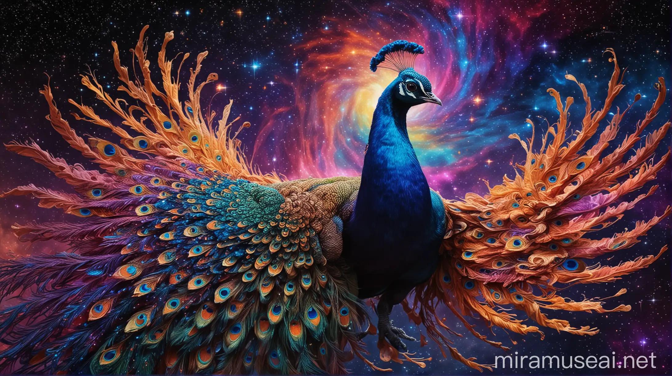 Royal Peafowl in Cosmic Colors