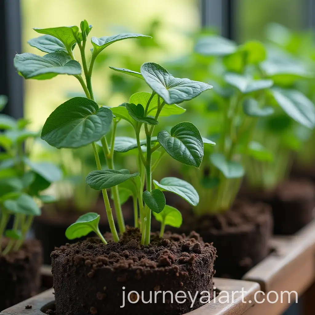 Soybean-Plant-Growing-in-Pots-with-Four-Seeds-per-Pot