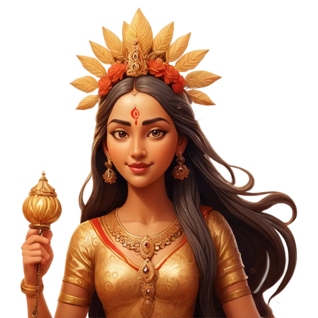 Stunning-3D-PNG-Illustration-of-Durga-Goddess-of-Wealth-Love-and-Autumn-Harvest-in-Hindu-Art