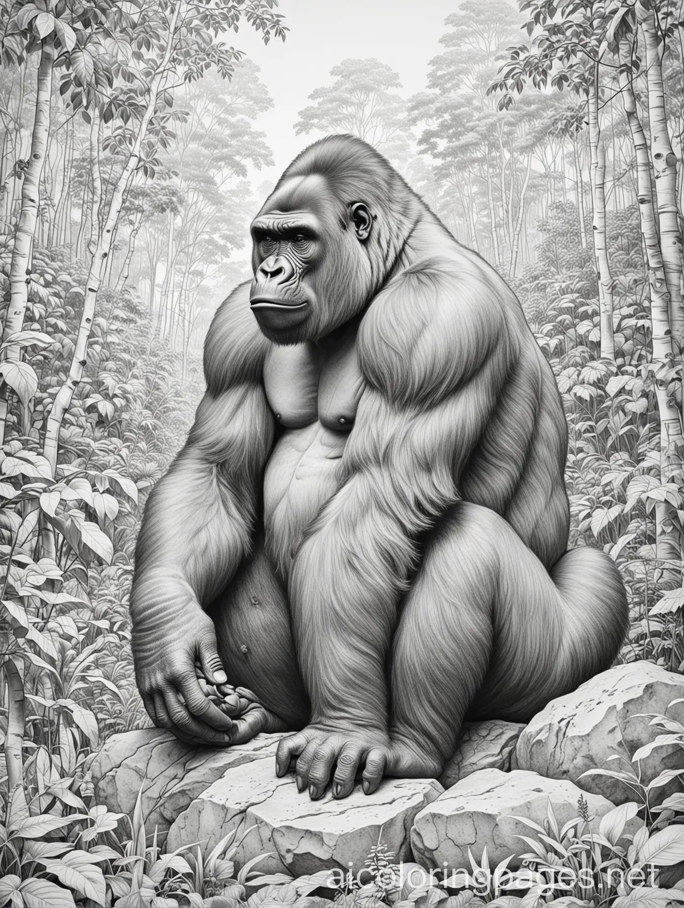 Gorilla-Coloring-Page-in-Forest-Habitat