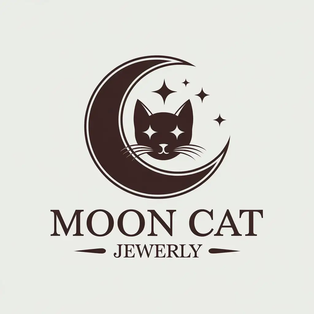 LOGO-Design-for-Moon-Cat-Jewelry-Luna-and-Cat-Symbol-in-Vector-Art