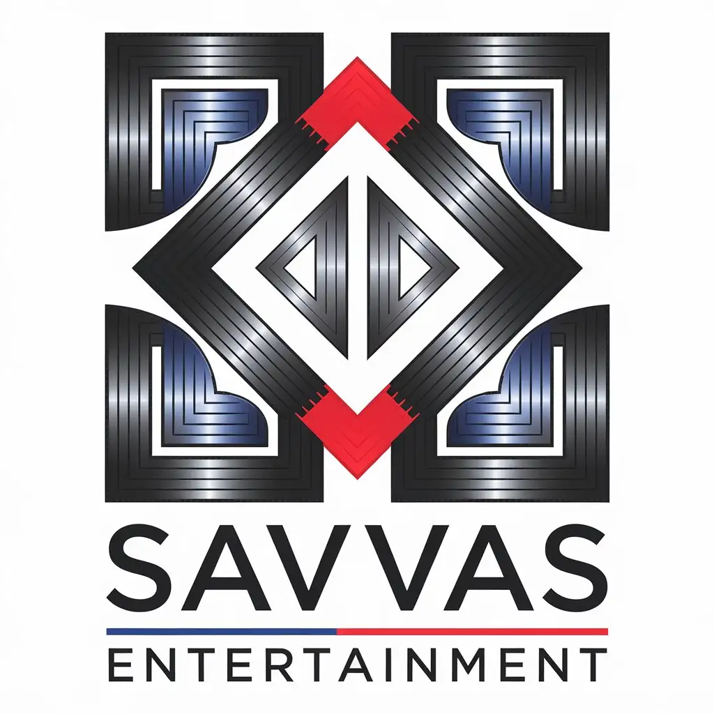 LOGO Design For Savvas Entertainment Symbol with G Clef Background in Black Red and Blue