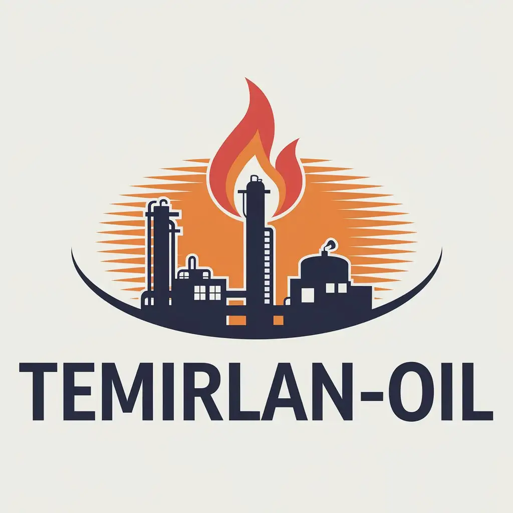 LOGO Design for TemirlanOil Vector Logo with Oil Refinery Symbol and Clear Background