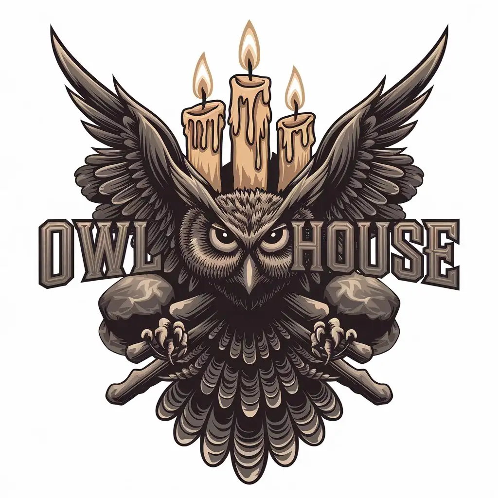 LOGO-Design-for-Owl-House-Candles-Stones-Symbolism-with-a-Clear-Background