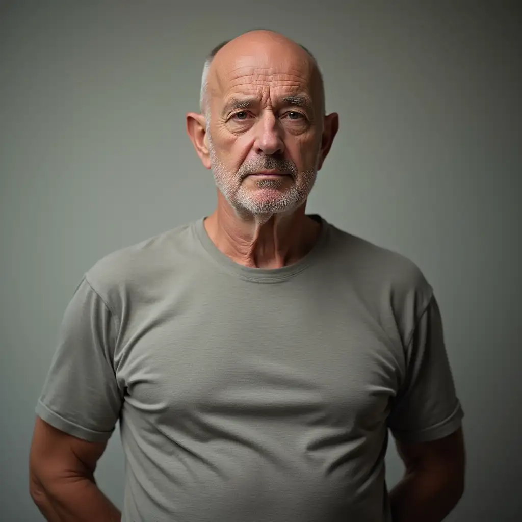 Portrait-of-a-50YearOld-Bald-Man-in-TShirt-with-Front-Lighting