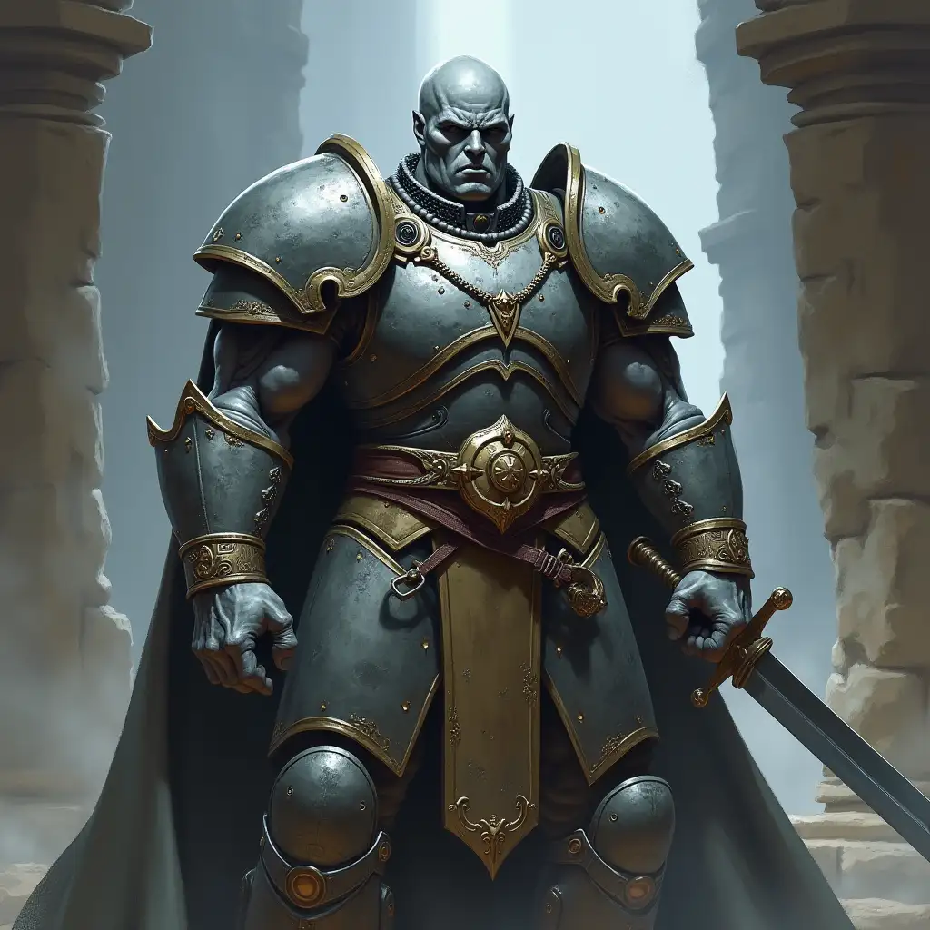 Goliath Paladin in Dungeons and Dragons Fantasy Setting