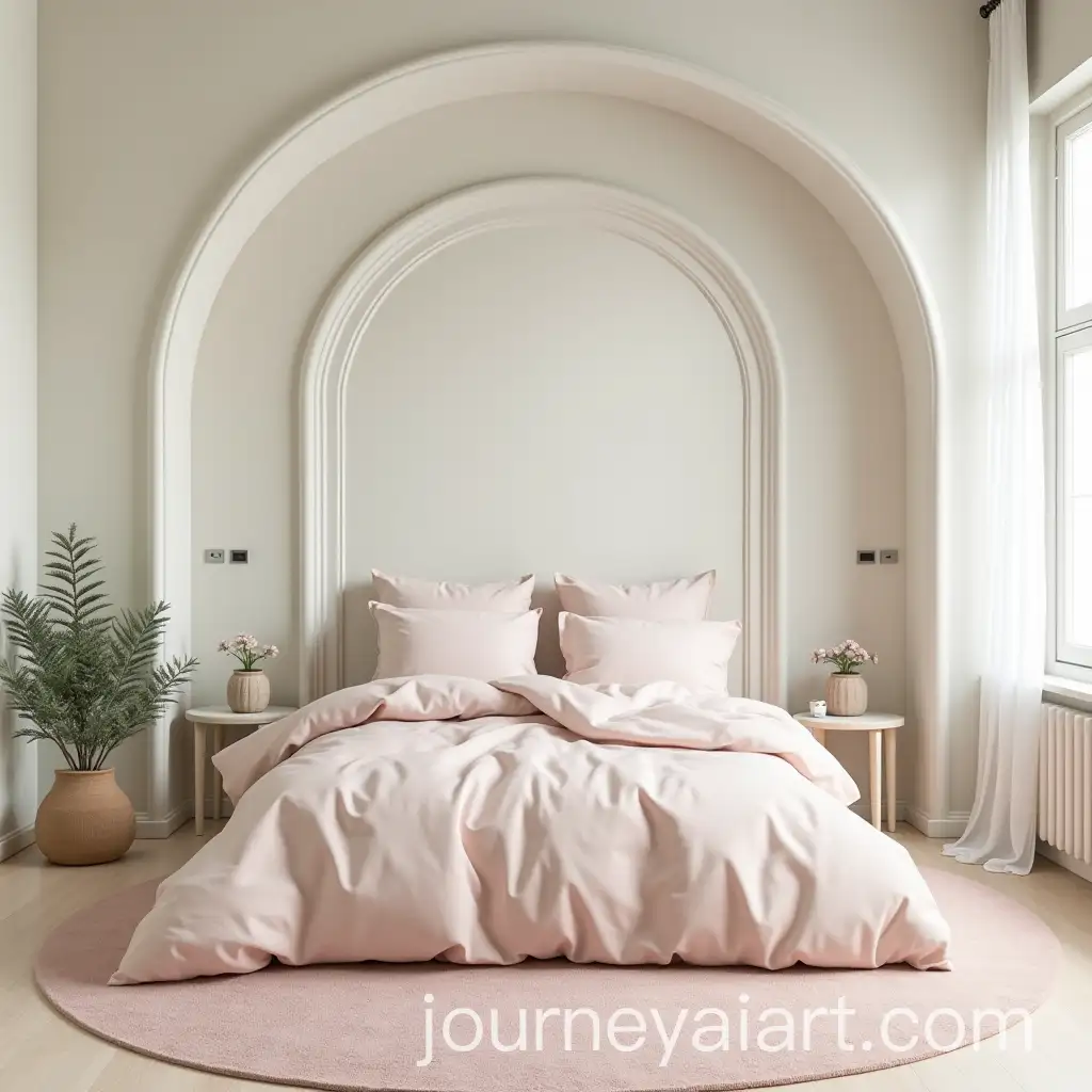 Pastel-Colored-Bedroom-with-SemiCircular-Molding-and-Decorative-Wall-Design