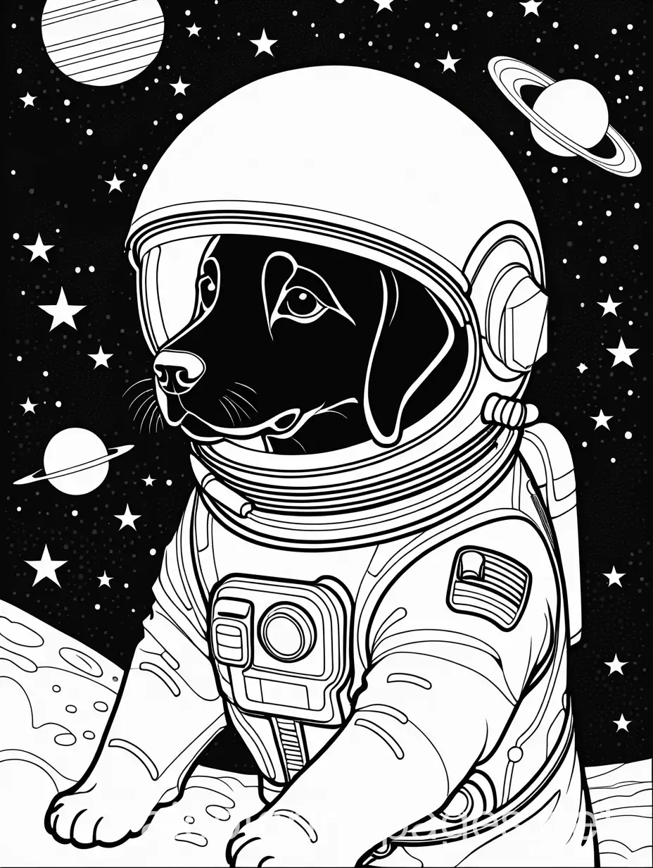 Black-Lab-Puppy-Floating-in-Space-Coloring-Page