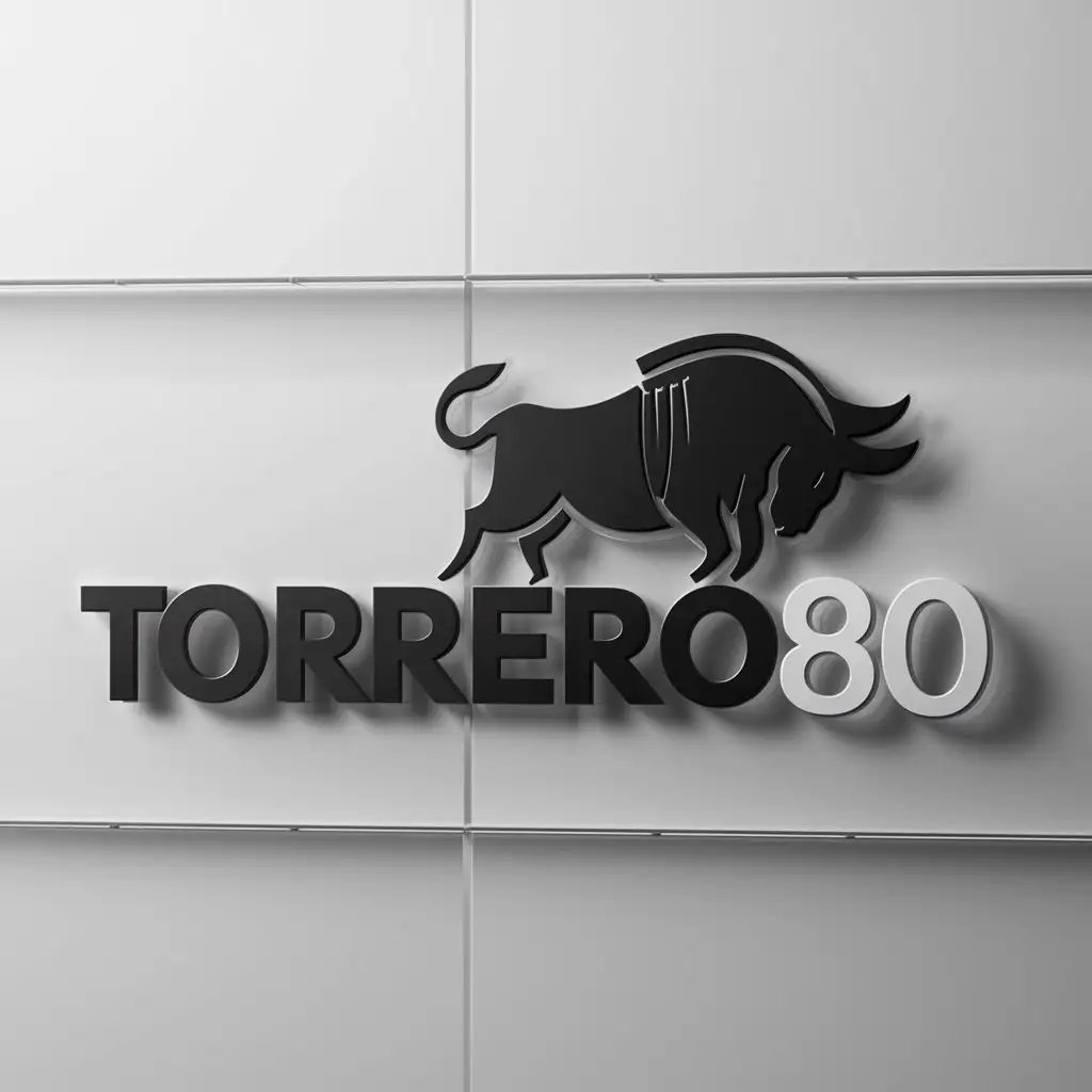 a logo design,with the text "Torrero80", main symbol:Bull or torero,Moderate,clear background