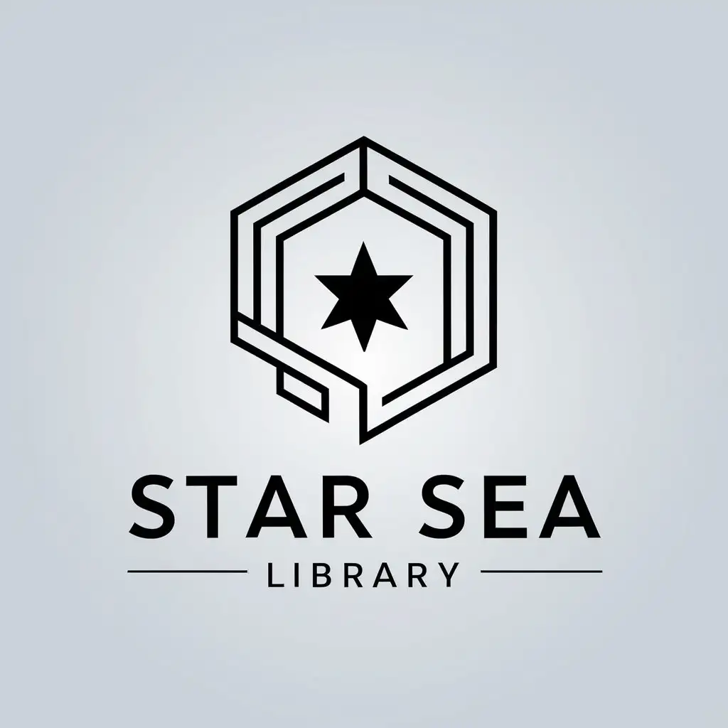 a vector logo design,with the text "star sea library", main symbol:library space,Minimalistic,be used in Others industry,clear background