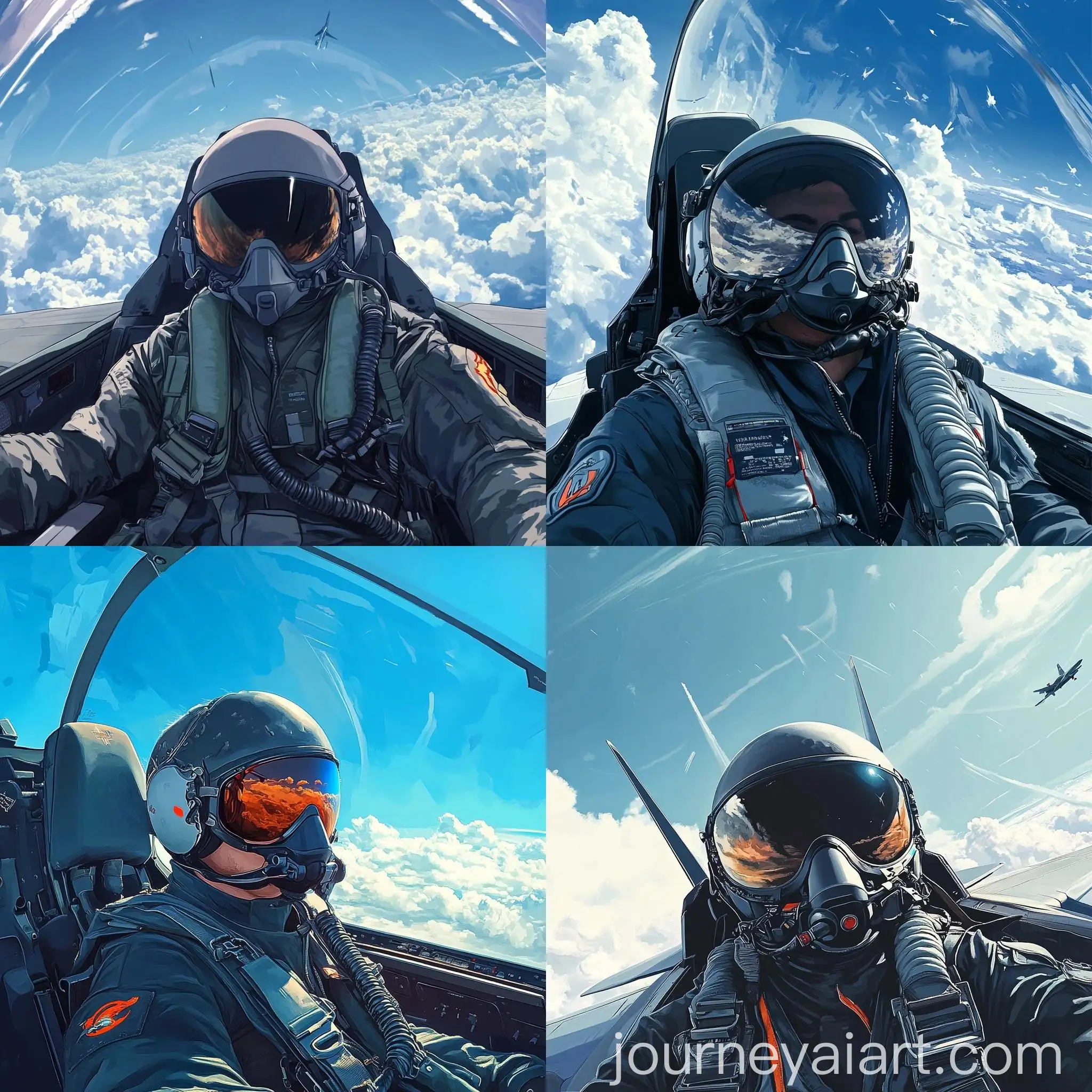 Cartoon-Bird-Pilot-in-F22-Raptor-Flying-in-Blue-Sky-on-a-Hot-Day