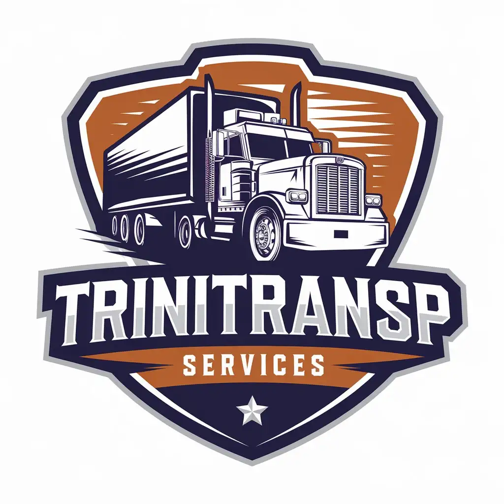 LOGO Design for Trinitransp Services VectorBased Trucking Symbol with Clear Background for Automotive Industry