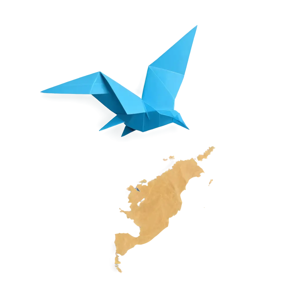 Origami-Blue-Bird-Flying-on-World-Map-PNG-Symbolizing-Global-Connectivity-and-Peace