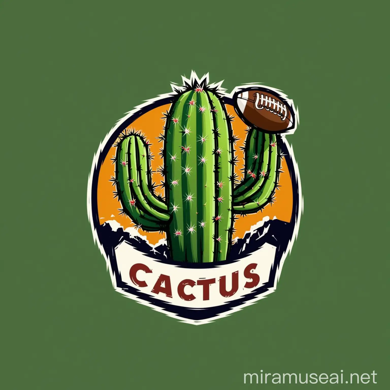 Cactus Shaped American Football Logo Design