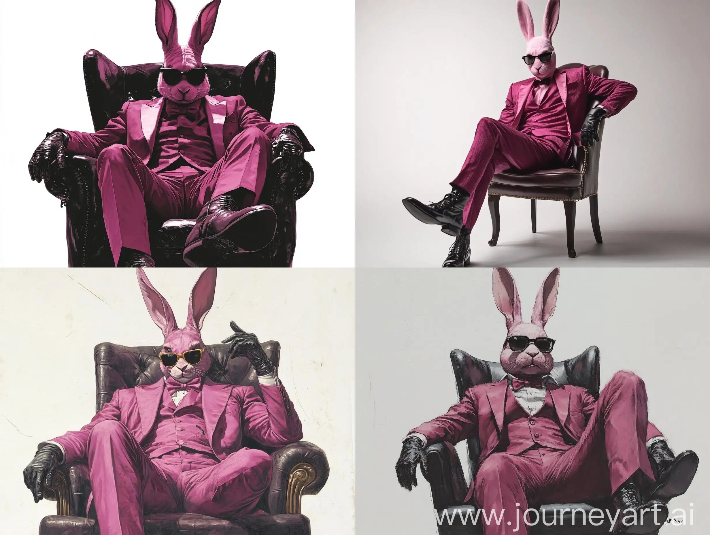 Defiant-Pink-Rabbit-in-Burgundy-and-Pink-ThreePiece-Suit