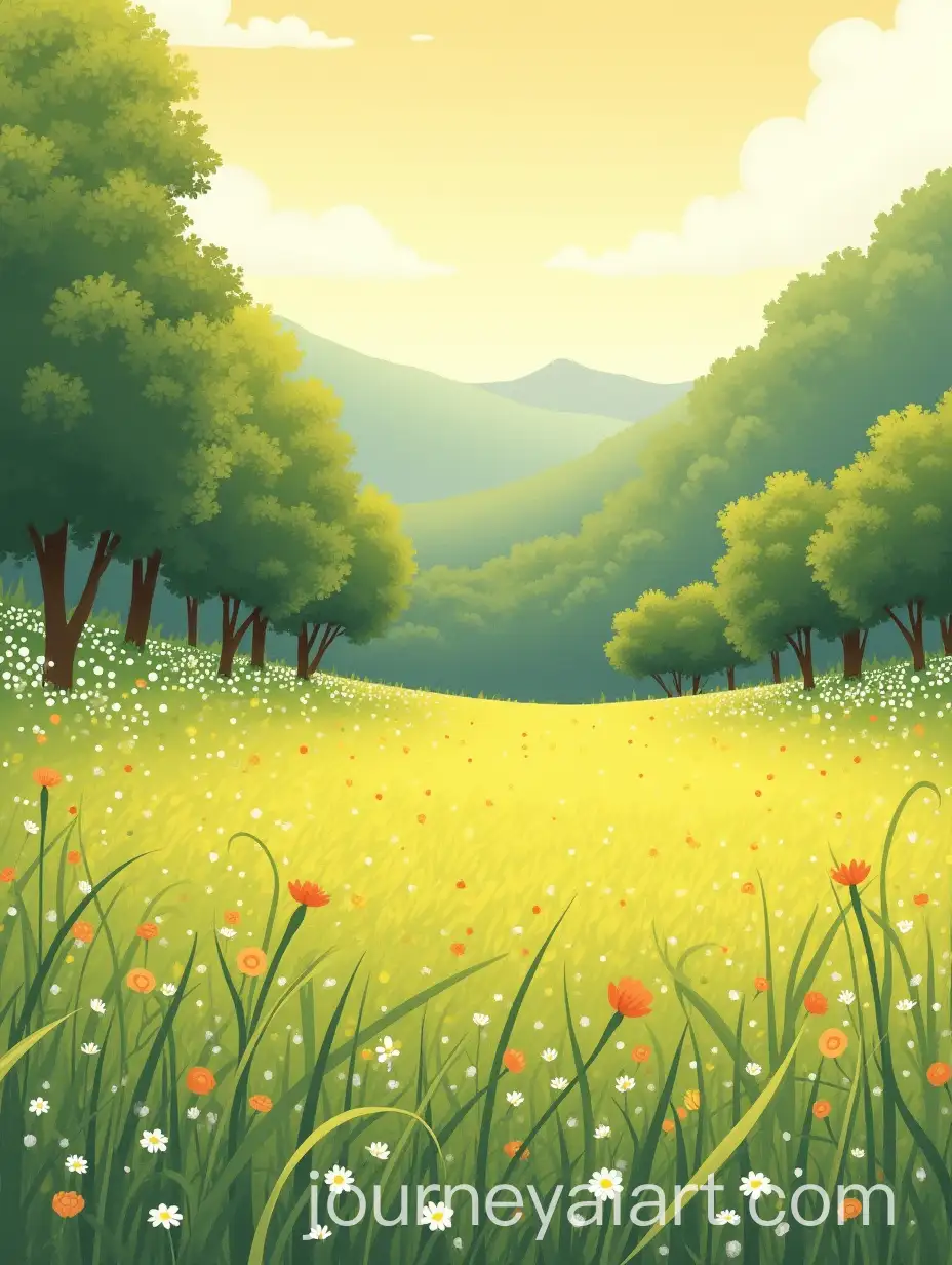 Serene-Meadow-Landscape-in-Japanese-Illustration-Style