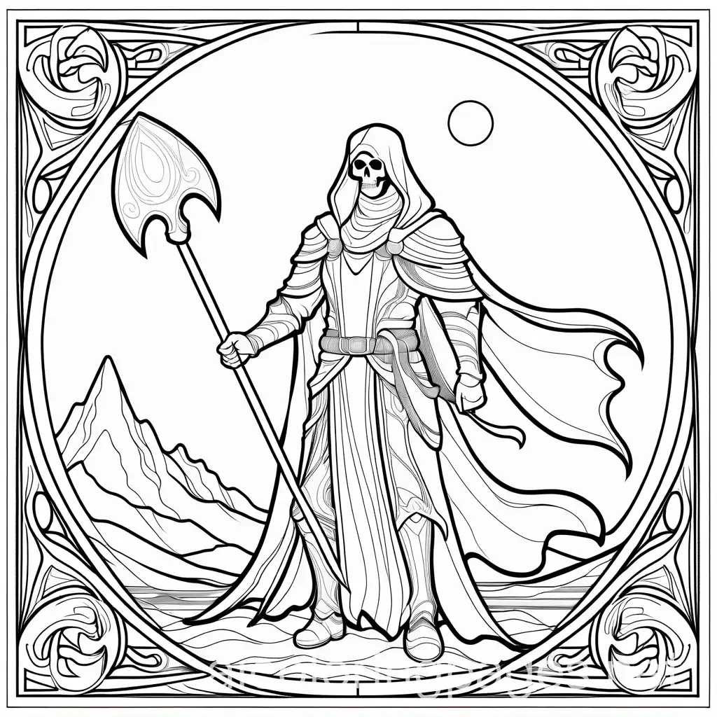 Necromancer-Coloring-Page-with-Ample-White-Space