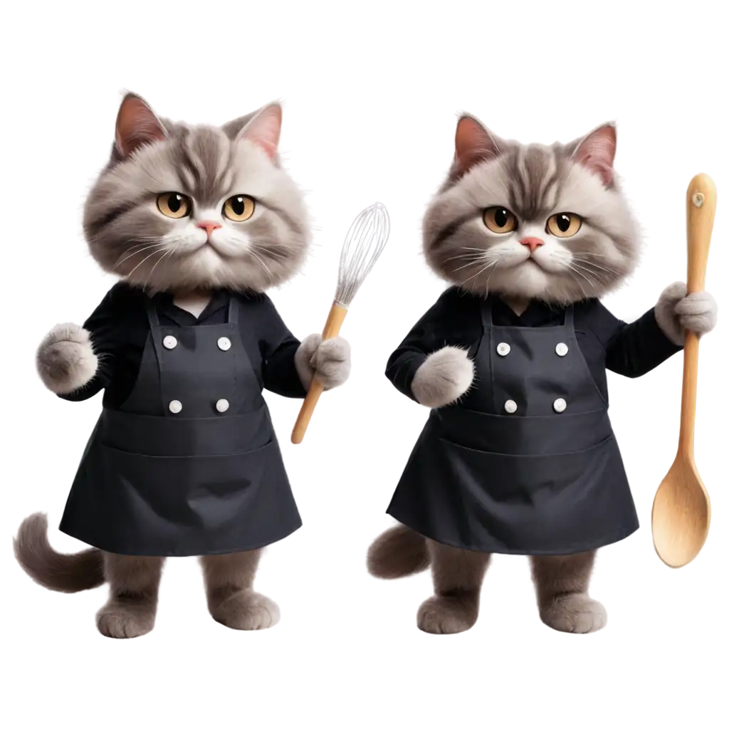 Two-Thoughtful-Plush-Cats-Chefs-in-Black-Aprons-PNG-Whisk-and-Pot-Concept-Art