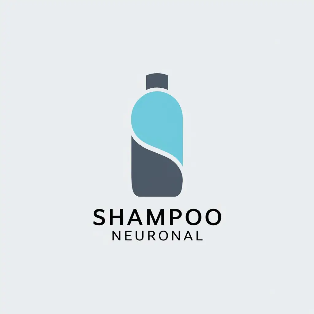 LOGO Design For Shampoo Neuronal Minimalistic Shampoo Bottle in Gray and Sky Blue Tones