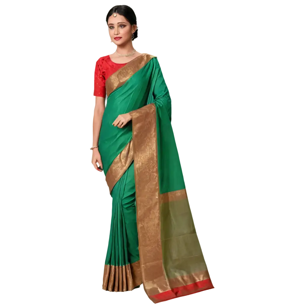 Beautiful-Girl-in-Silk-Saree-PNG-Image-for-Stunning-Visuals