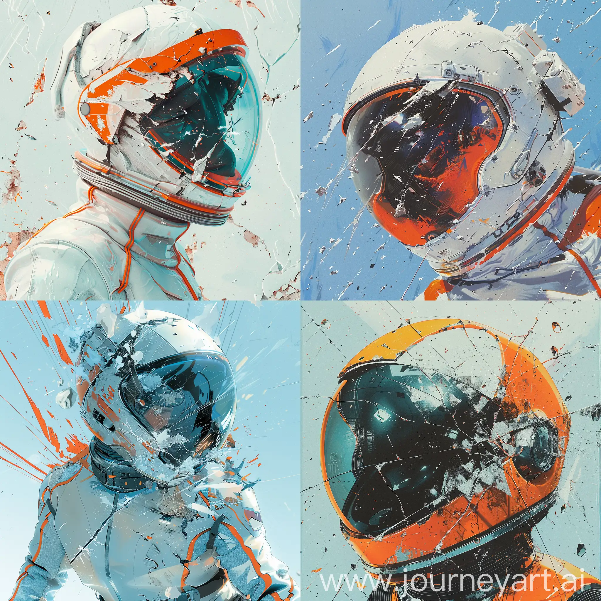 SciFi-Book-Cover-Crashed-Spacesuit-Helmet-in-WhiteBlueOrange-Palette