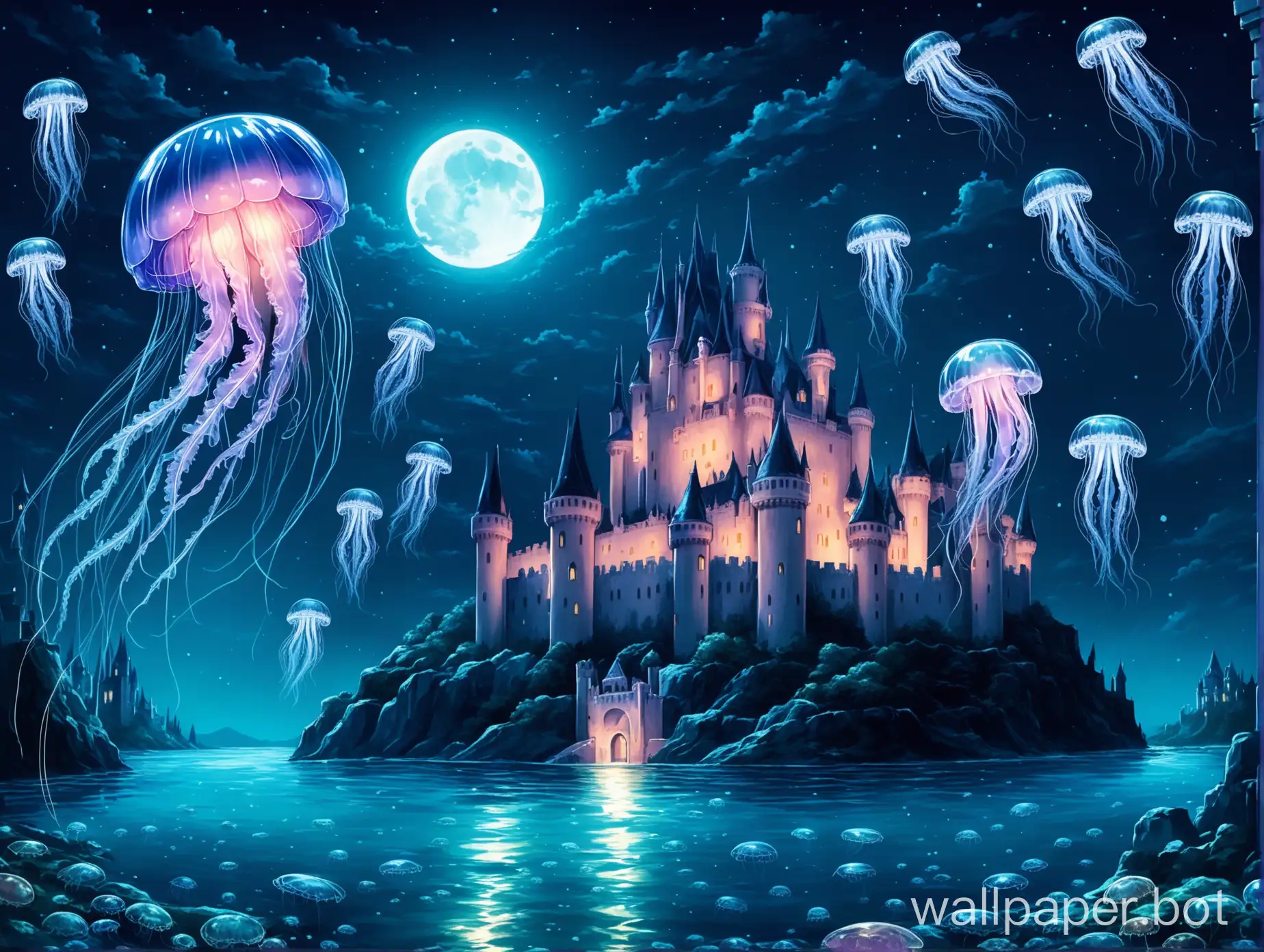 Moonlit-Castle-with-Jellyfish-Fantasy-Night-Scene