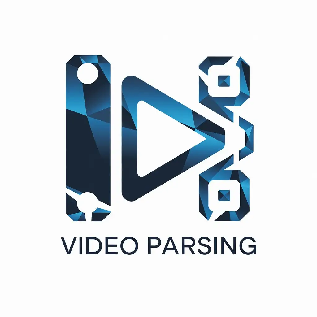 a vector logo design,with the text "Video Parsing", main symbol:analyze image content, with a tech feeling, interchanging blue and white colors,Moderate,be used in Technology industry,clear background