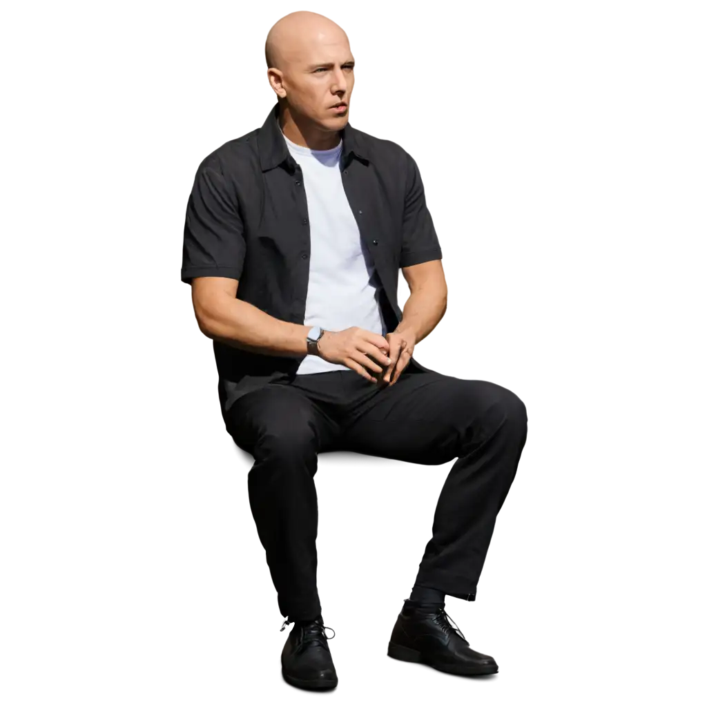 Bald-Guy-Sitting-Around-Smoking-HighQuality-PNG-Image-for-Various-Uses