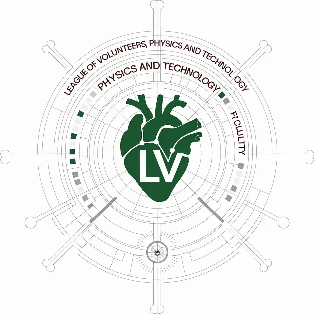 LOGO Design for League of Volunteers Green Heart with LV Symbol for Physics and Technology Faculty