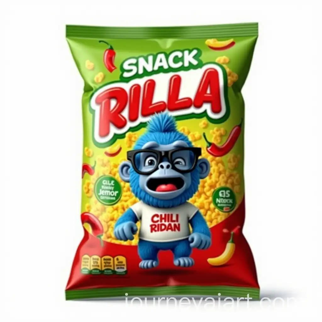 Chili-Lemon-Snack-Packaging-with-Playful-Gorilla-Mascot-and-Bold-Branding