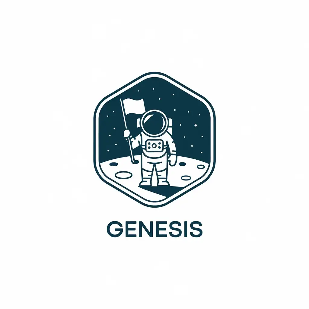 a vector logo design,with the text "genesis", main symbol:astronot naik delman,Moderate,be used in Real Estate industry,clear background