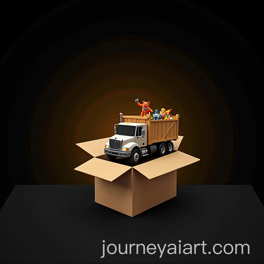 Delivery-Truck-Shipping-Toys-and-Action-Figures-Against-Black-and-Gold-Background