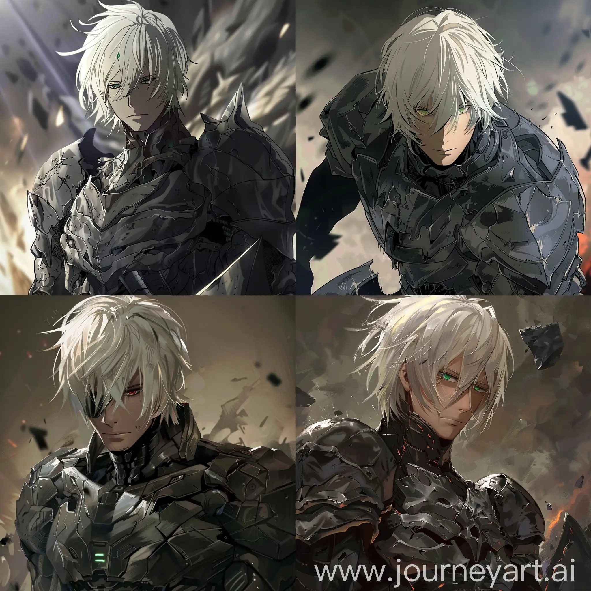 Anime-Character-in-Gray-Armor-with-Green-Eyes