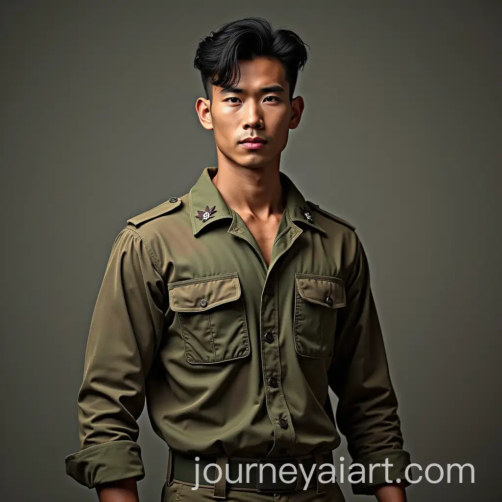 Realistic-Portrait-of-a-Fit-Asian-Military-Man-in-Uniform
