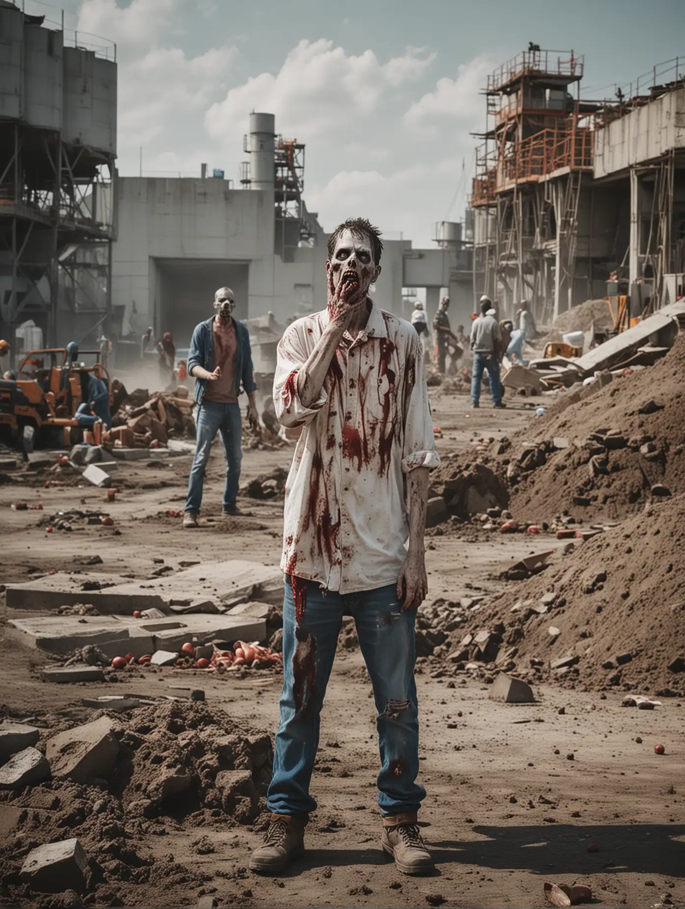 zombie attack on workers at a precast concrete plant