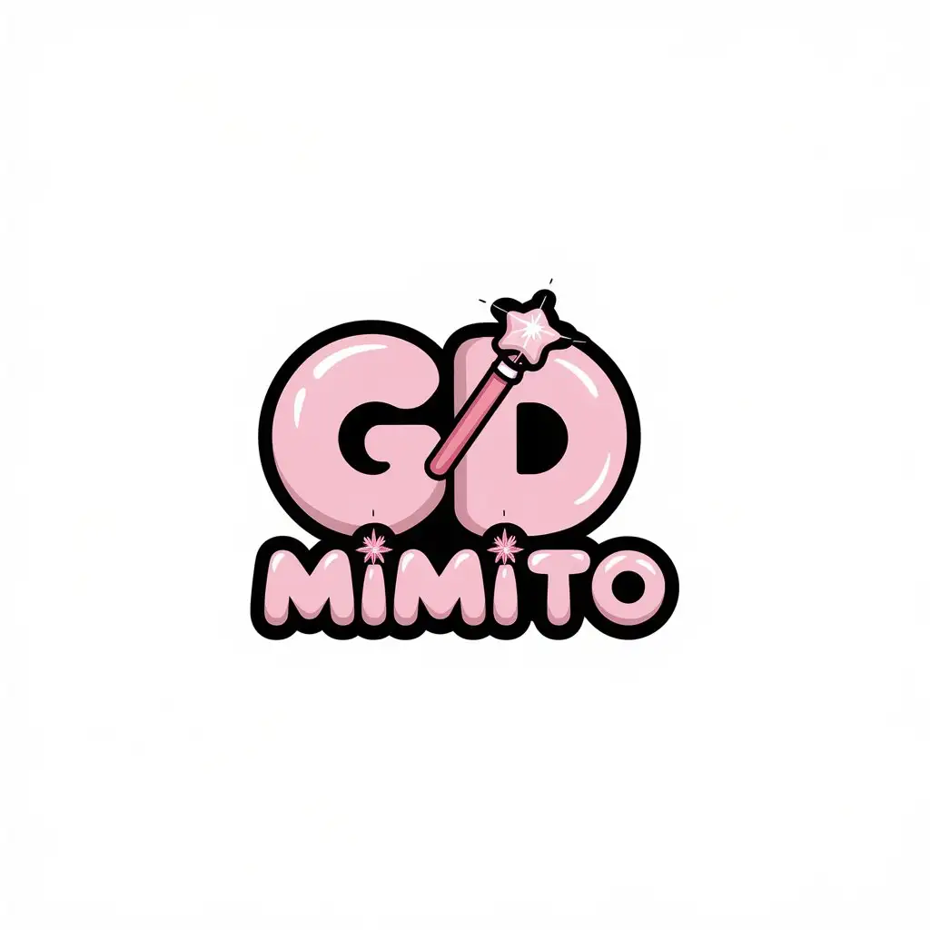 LOGO Design for GD MIMITO Magic Moe Anime Cute Pink Colors with Kawaii Theme