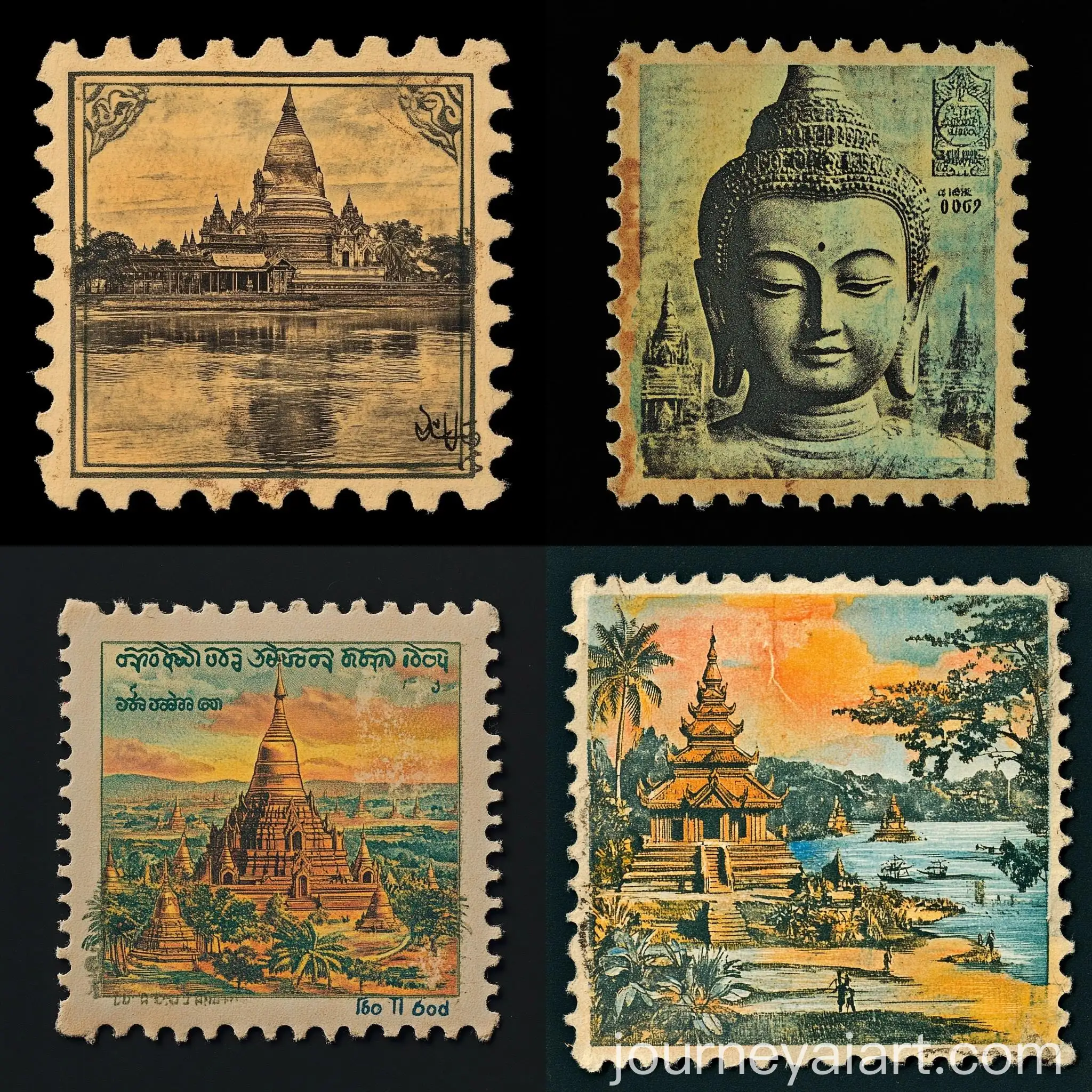 Vintage-Burma-Post-Stamp-Collection
