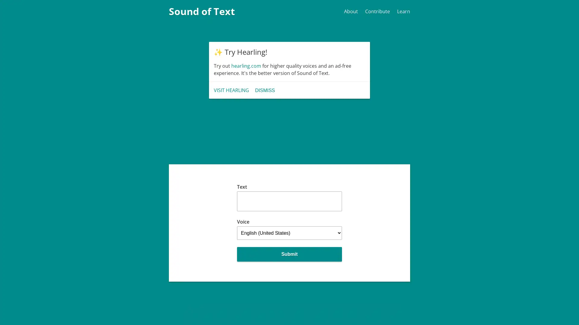 Convert text into audio easily with Sound of Text.