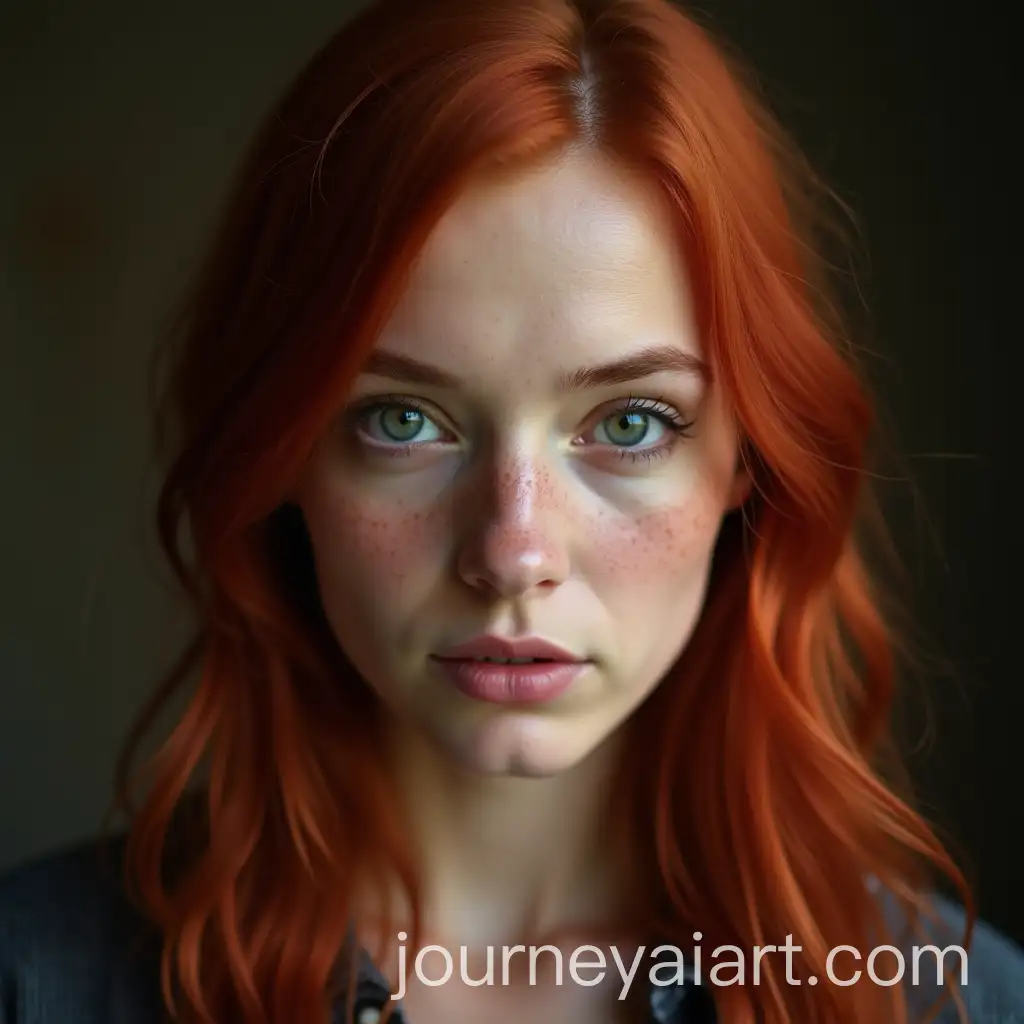 Portrait-of-a-Woman-with-Red-Hair-and-Green-Eyes
