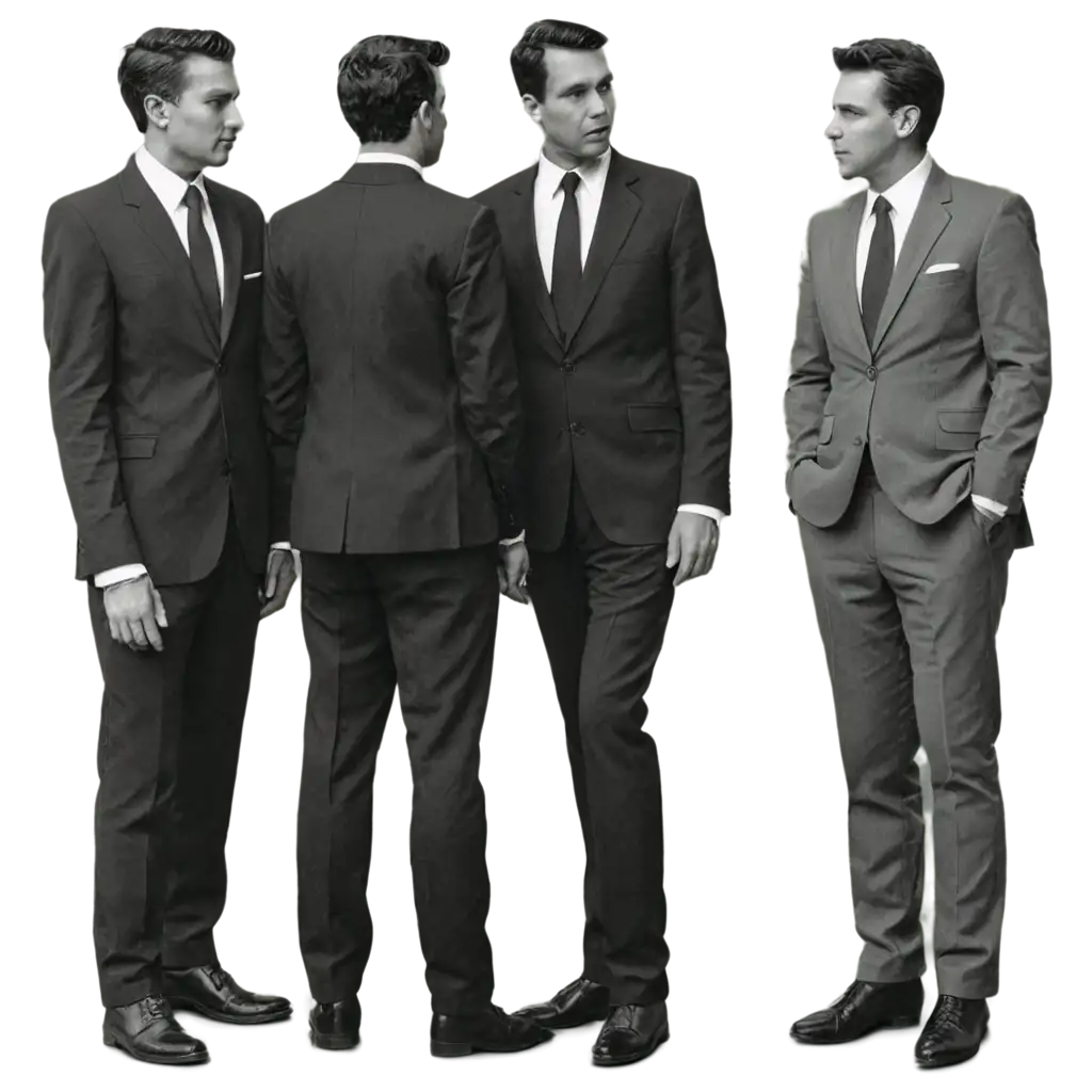 HighContrast-PNG-Image-of-5-Men-in-Suits-Vintage-Print-Style-with-Black-and-White-Tones