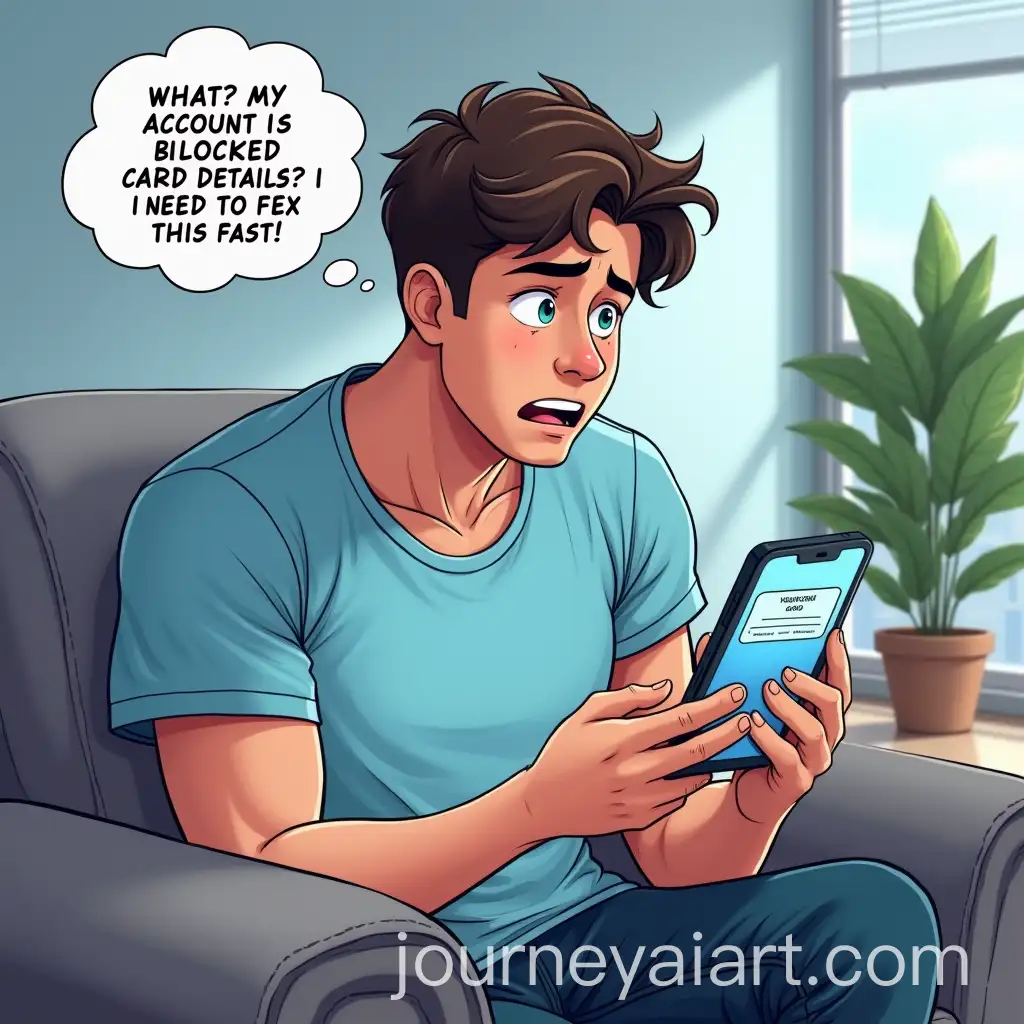 Young-Man-in-Shock-Over-Account-Blocked-Text-Message-on-Smartphone