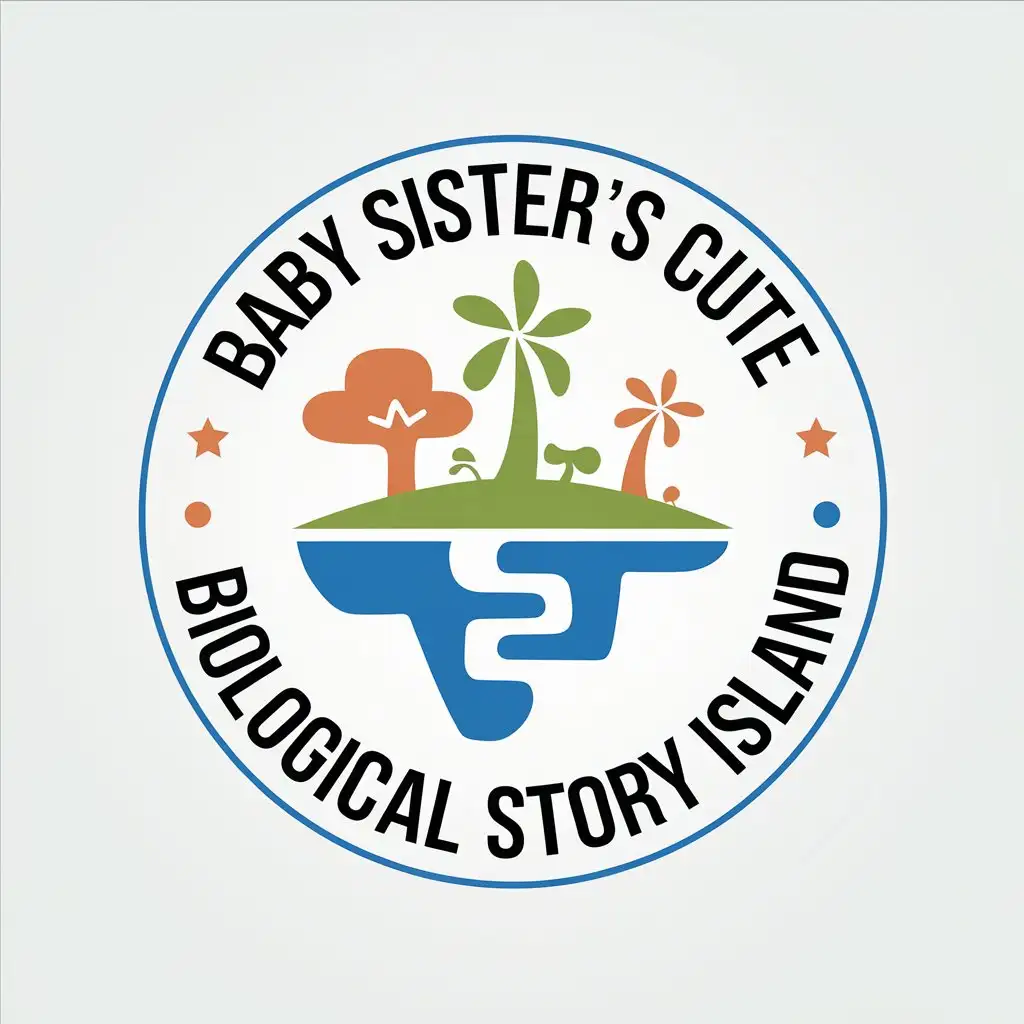 LOGO-Design-For-Baby-Sisters-Cute-Biological-Story-Island-Educational-Theme-with-Island-and-Story-Symbolism