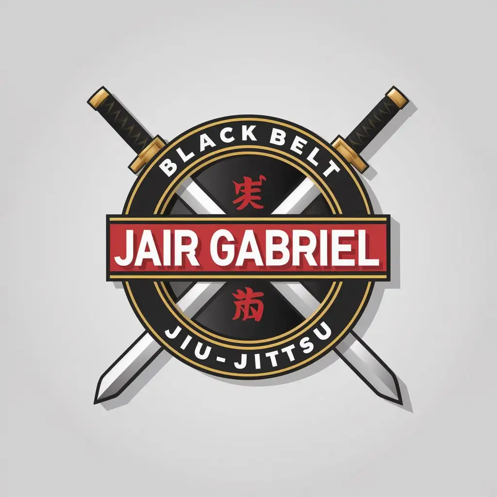 LOGO Design For Black Belt Samurai Sword JiuJitsu Dynamic 3D Symbol for Sports Fitness