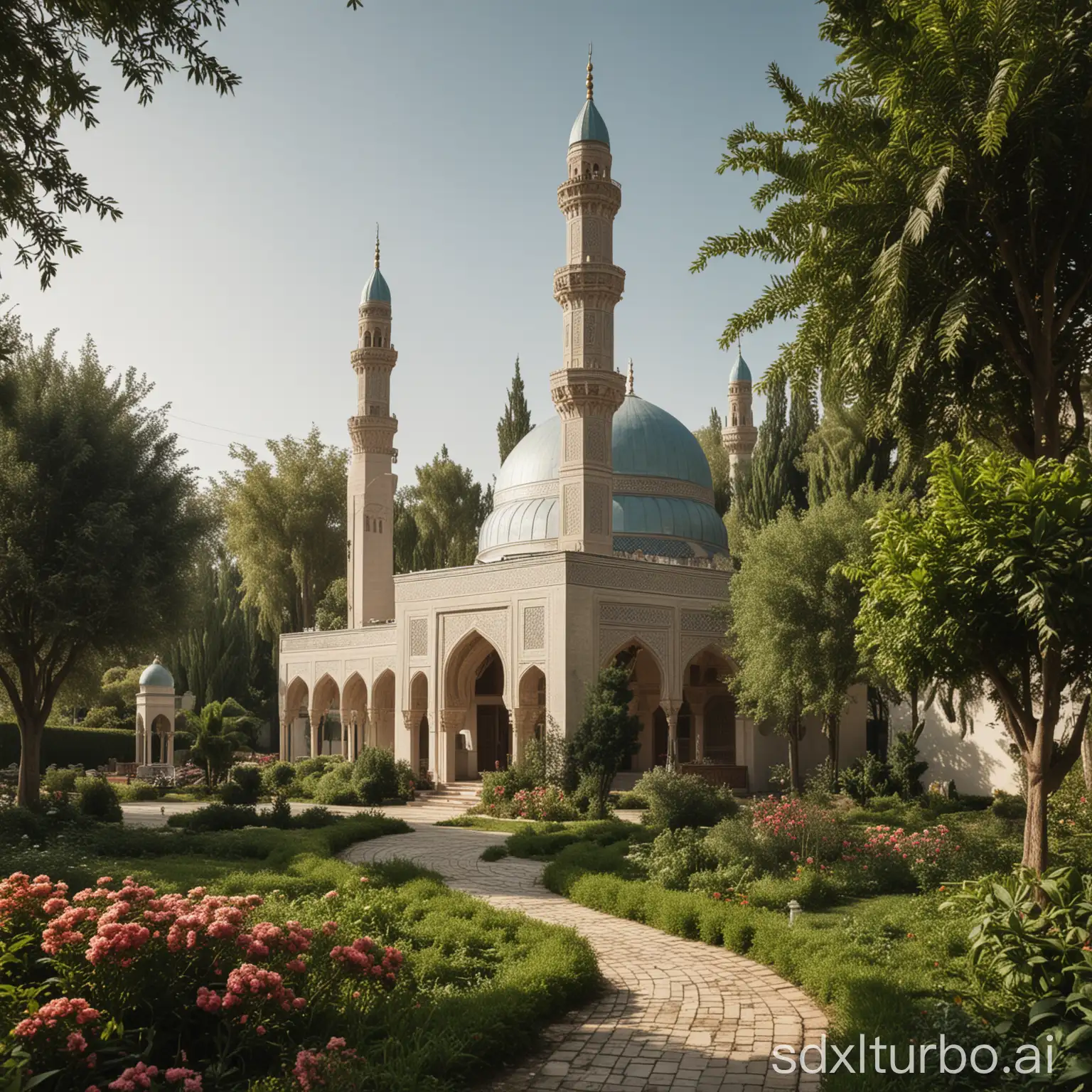 Serene-Mosque-in-a-Garden-Setting