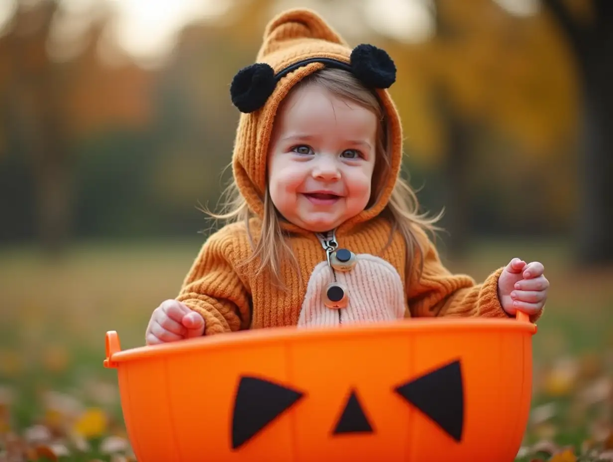 Adorable-Toddler-in-Halloween-Pumpkin-Bucket-Outfit