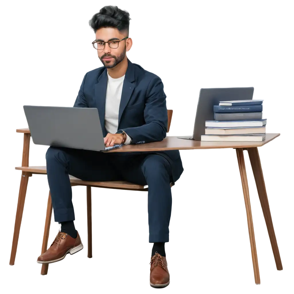 Anime-Indian-Chartered-Accountant-Man-with-Specs-Working-on-Laptop-in-Office-PNG-Image