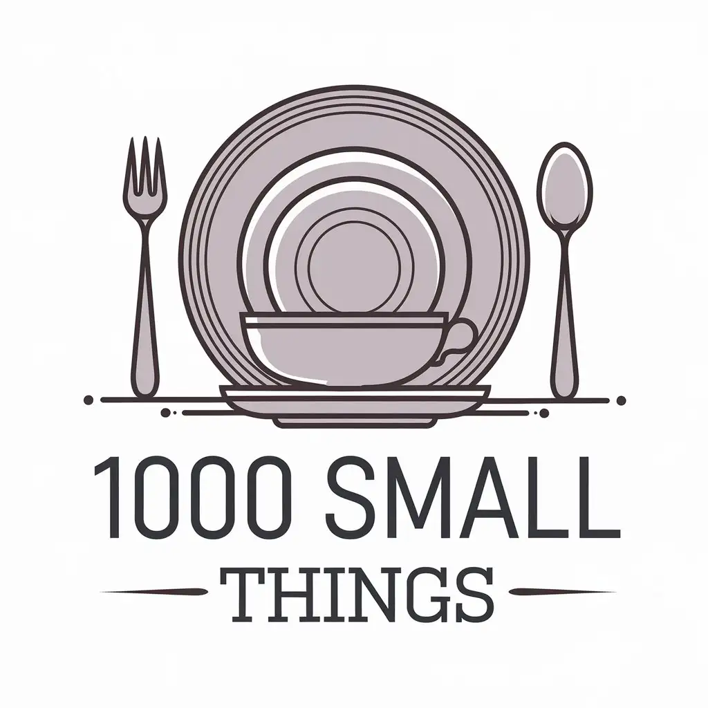 a vector logo design,with the text "1000 small things", main symbol:crockery,Moderate,clear background