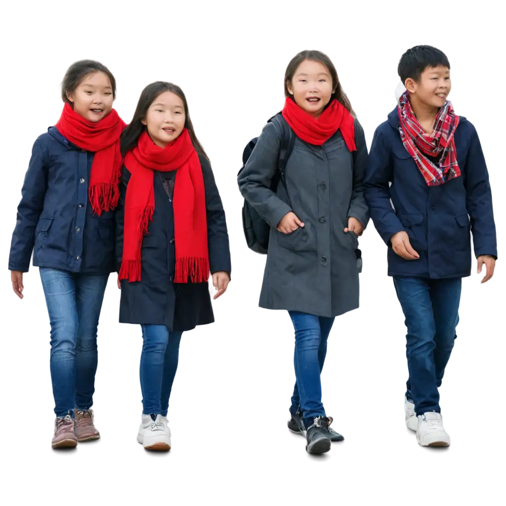 wearing red scarves of elementary school students