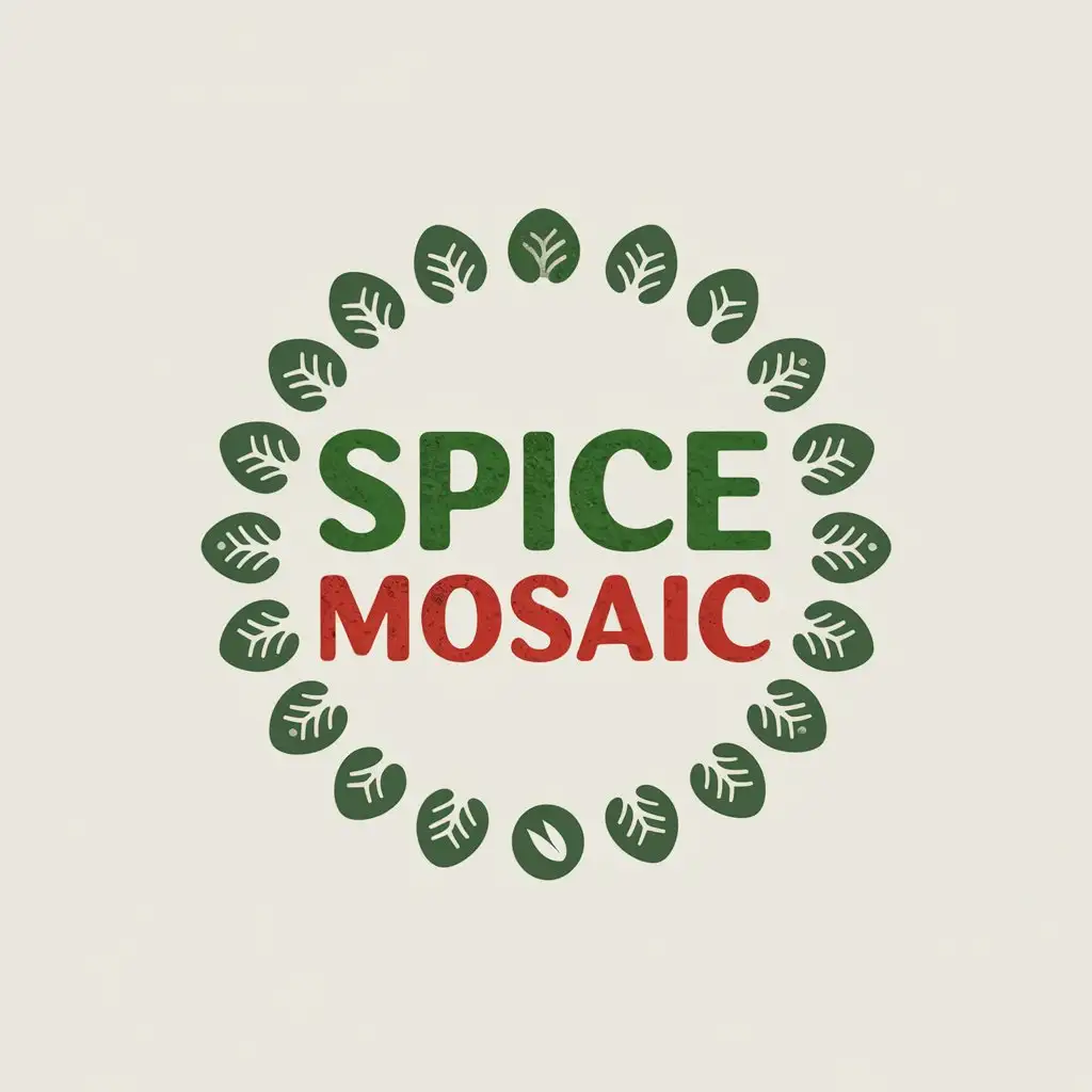 LOGO Design for Spice Mosaic Ground Herb Powder Writing Inside Circle with Clear Background