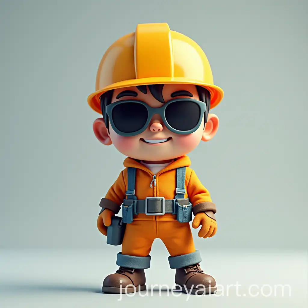 Cheerful-Engineering-Mascot-with-Cool-Shades-at-Modern-Exhibition